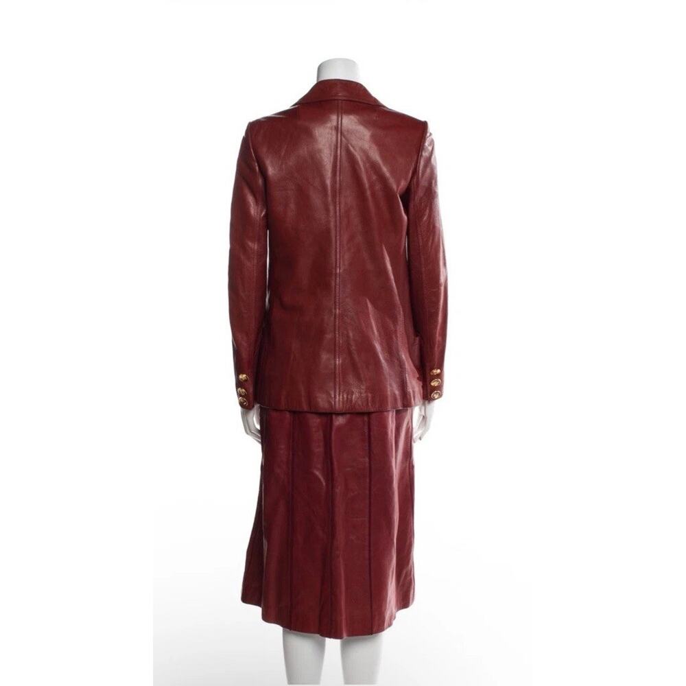 Vintage 1990’s Gucci Leather Blazer And Skirt - Picture 3 of 6